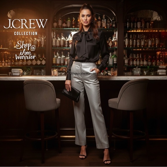 J.Crew Collection NWT metallic silver straight leg pants *shop@iamwarrior - Picture 1 of 16